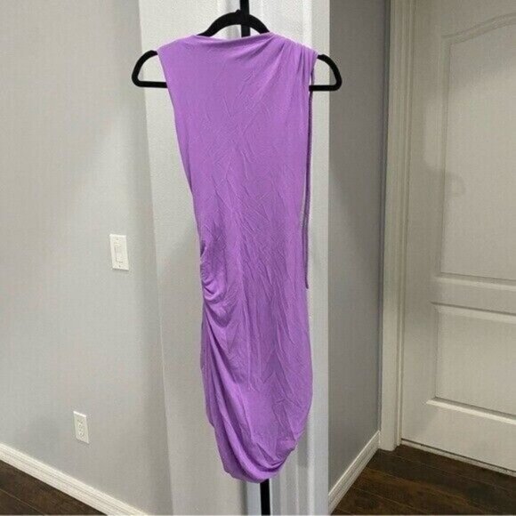 MONSE Sleeveless Keyhole Detail Draped Dress Stretch Purple Mini Designer Sz 0 • - Picture 10 of 13